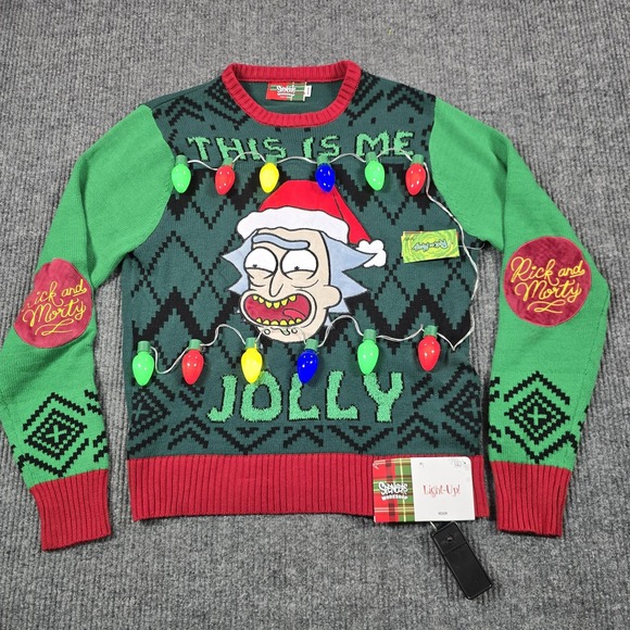 Spencer's Workshop Other - Spencer's Workshop Sweater Mens Medium Rick And Morty Light‎ Up Ugly Xmas